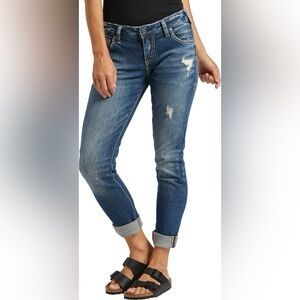 Silver Jeans Women's Girlfriend Distressed Jeans, Size 27